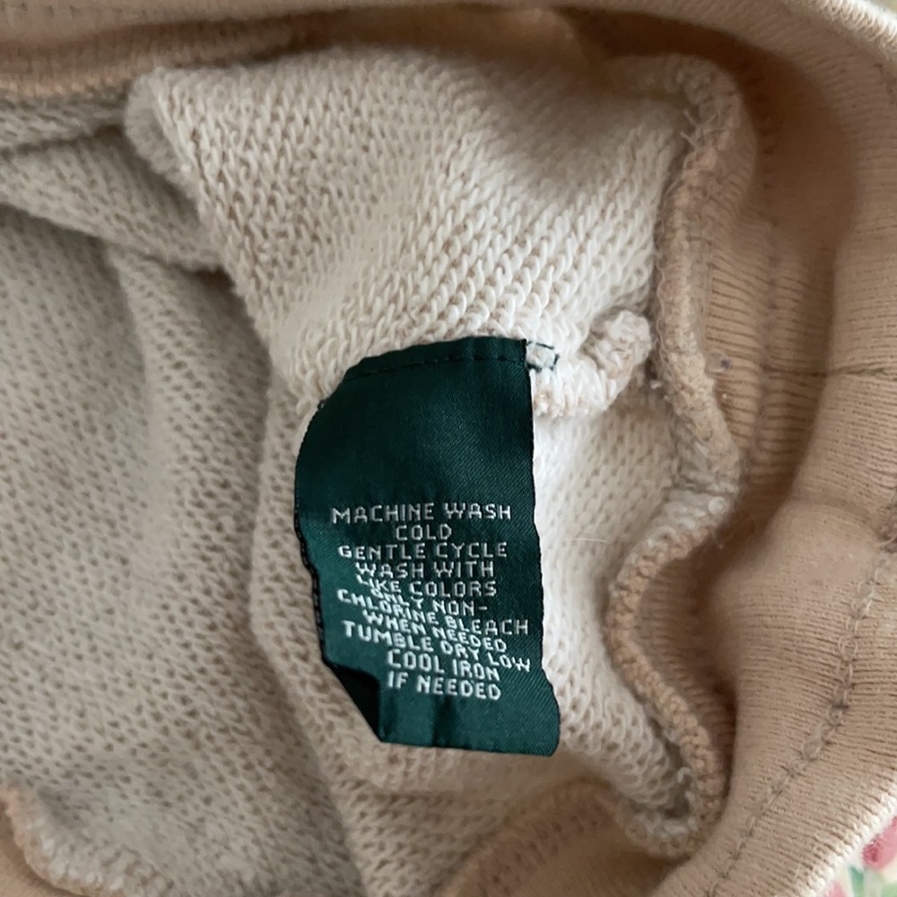Ralph Lauren Beige French Terry Sweatshirt LRL Shoulder Buttons Drawstring Hem - Picture 10 of 13